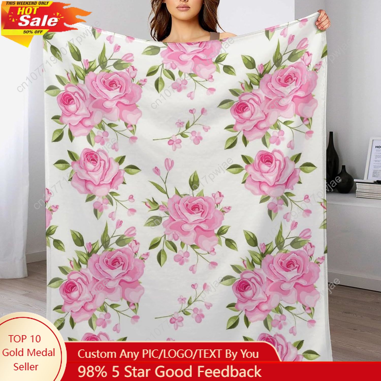 Home Textiles And Decor - Flor rosa lance cobertor decoração floral