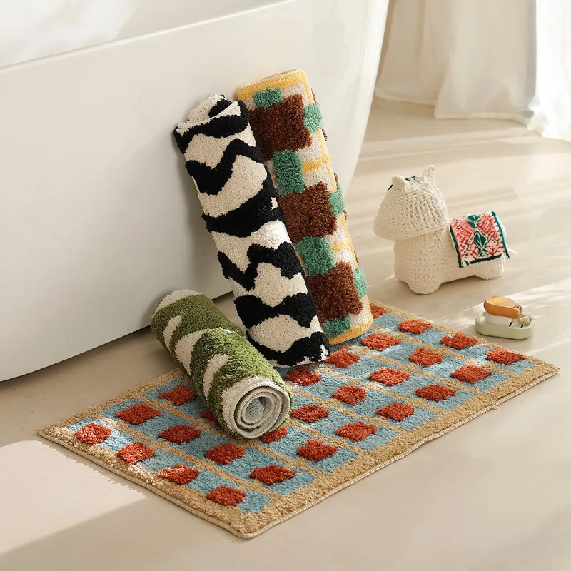 Home Textiles Plaid - Tapete xadrez VIKAMA, tapete de banheiro