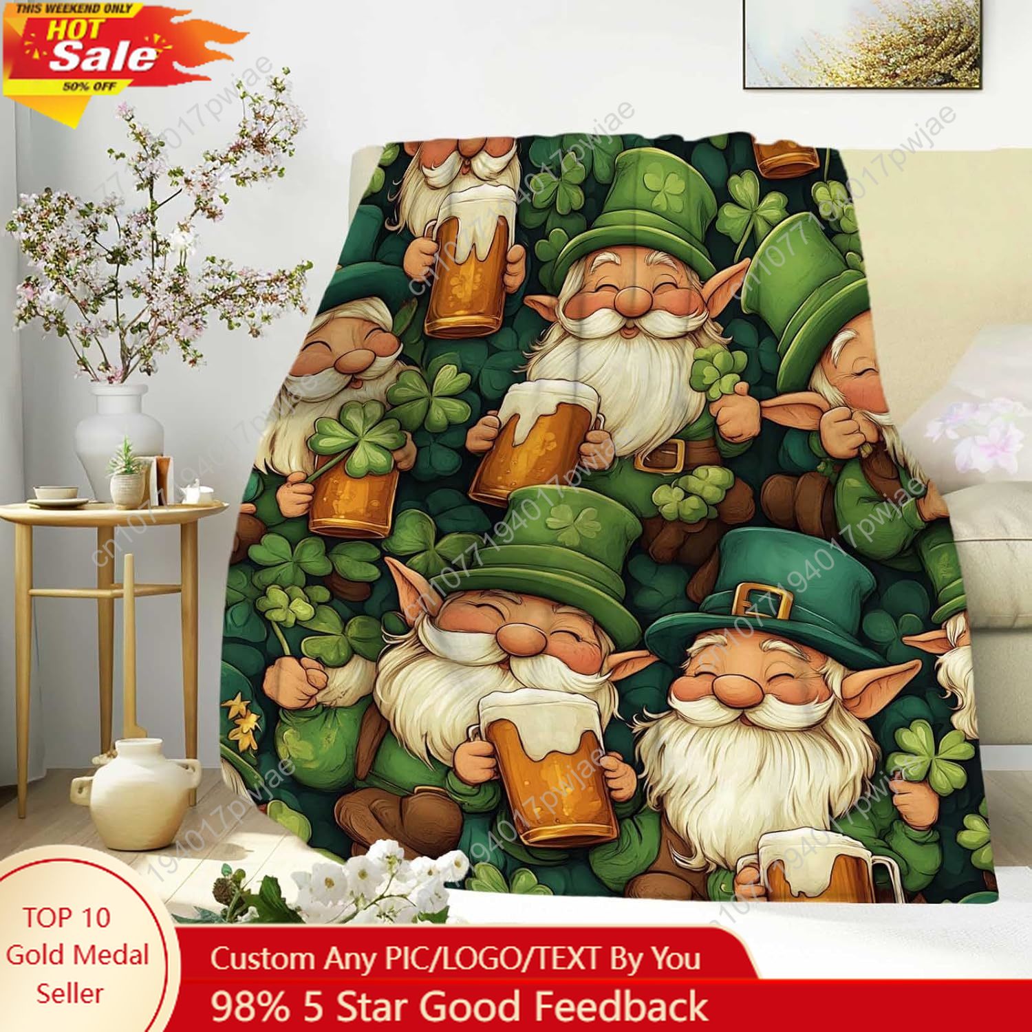 Home Textiles & Decorations - Cobertor de gnomo do dia de