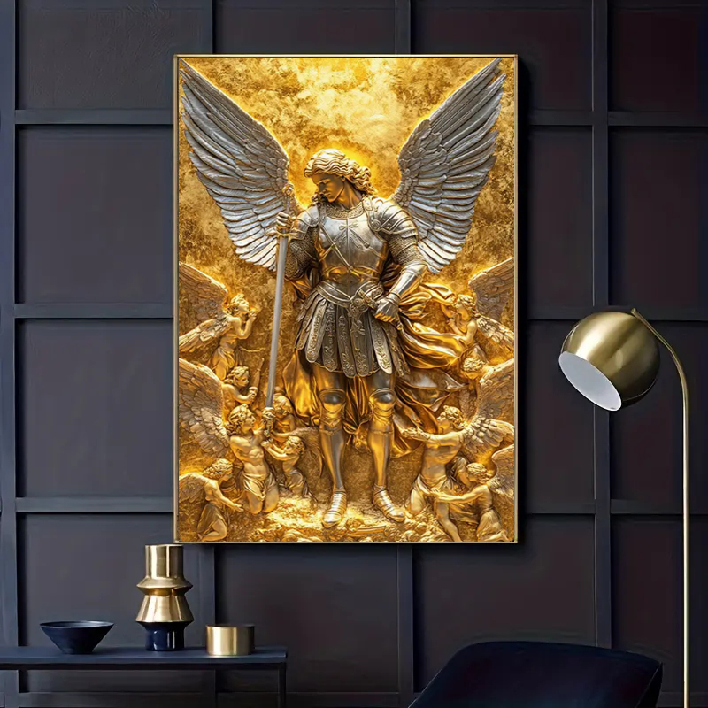 Home Textiles Products - Estátua de anjo dourado do Arcanjo