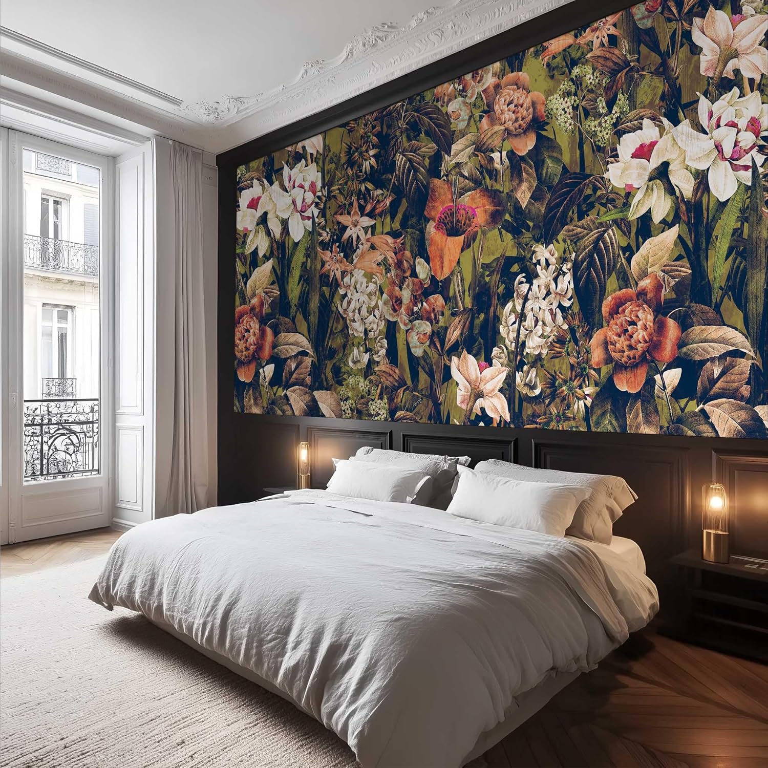 Home Textiles Luxury Curtains - Tapeçaria Floral de Luxo para Cama,