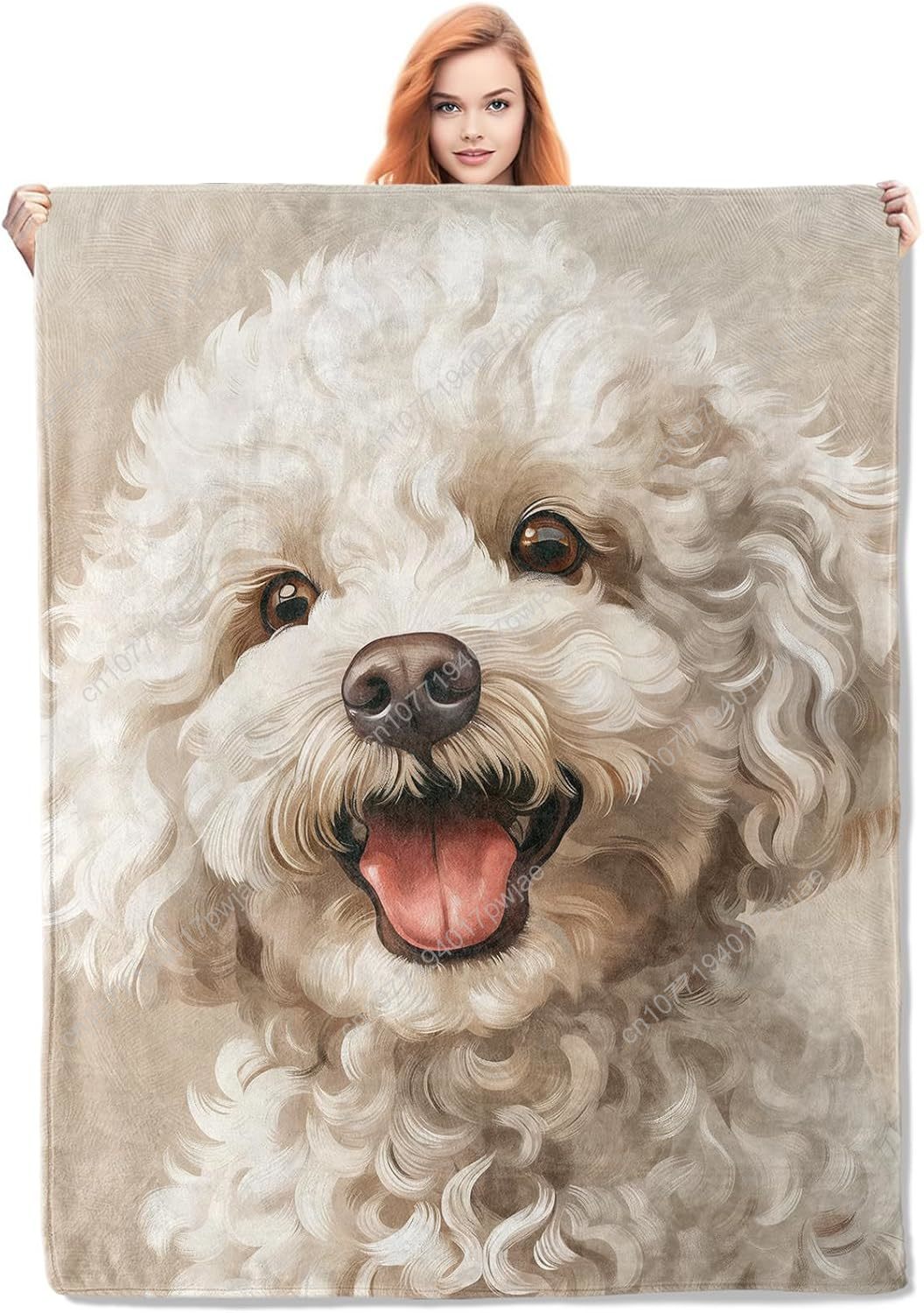 Home Textiles & Decorations - Cobertor de retrato de poodle alegre,