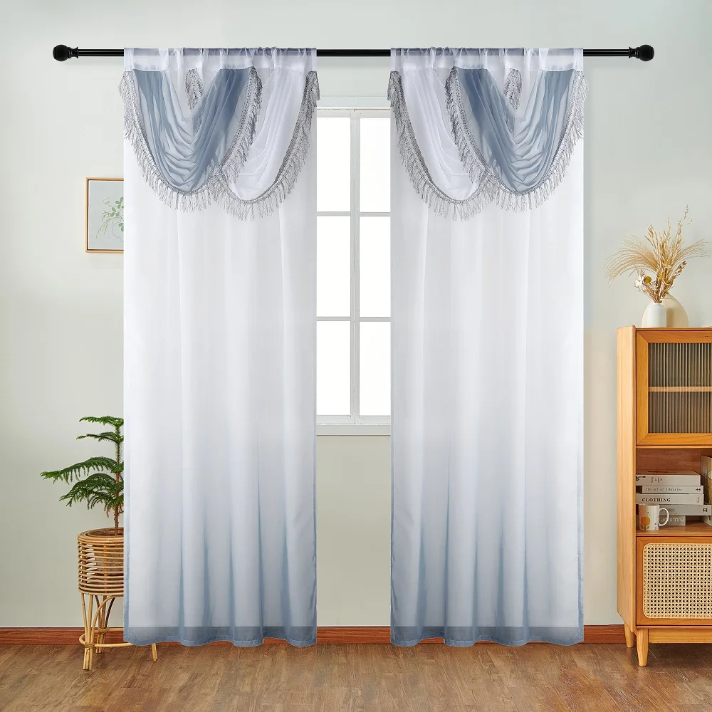 Napearl cortina azul cabeça on - Home Textiles Luxury Curtains avaliação e preço