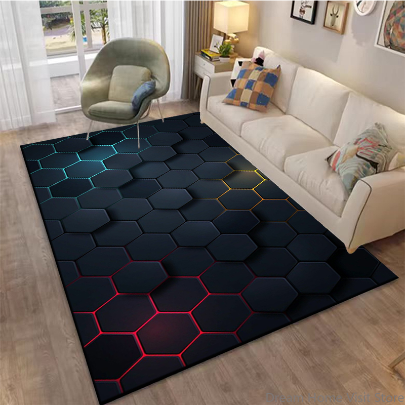 Tapete Geométrico Abstrato 3D  - Home Textiles Plaid avaliação e preço