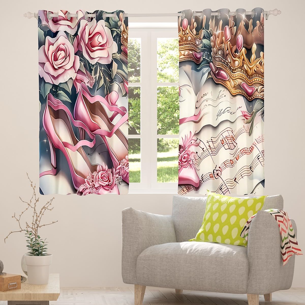 Cortina de Chão com Rosas Cor- - Home Textiles Luxury Curtains avaliação e preço